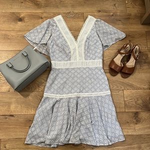 Gianni Bini Alice Lace V Neck Drip Waist Dress